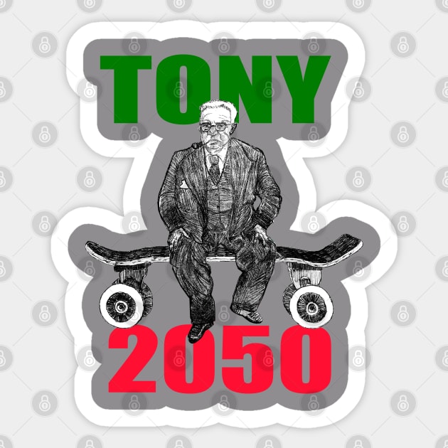 Tony Skates 2050 - Old time skater. Sticker by Lunatic Painter